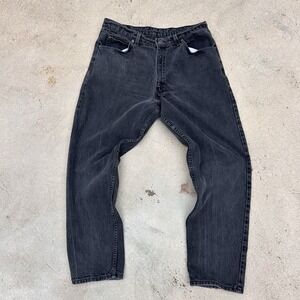 Vintage Brittania Jeans Men 38x32 Black Tapered Leg Faded Wash Denim 90s